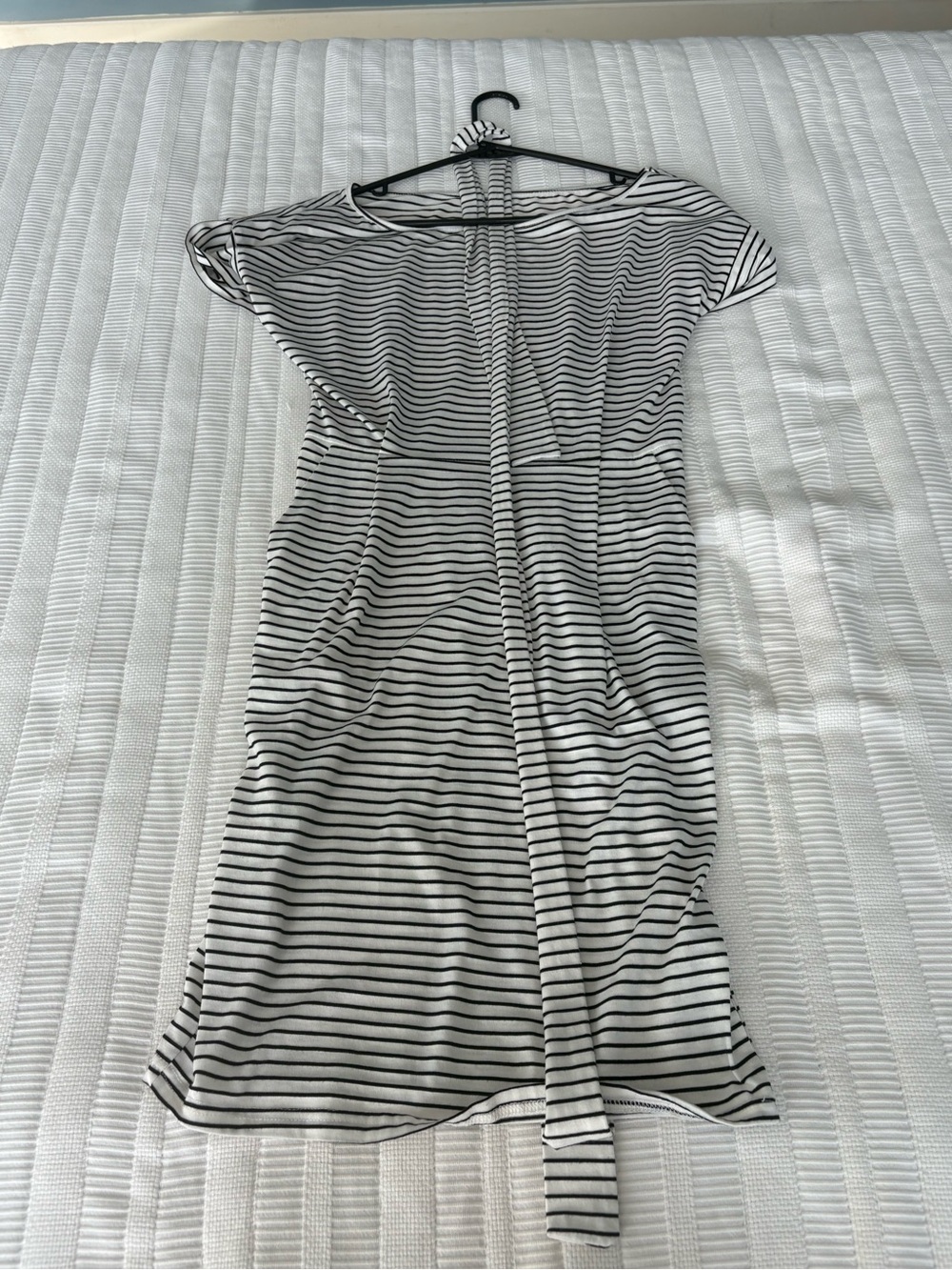 Source Unknown Black & White Striped Midi Dress